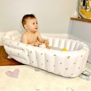 White Inflatable Baby Bathtub with peach Print. 0-3yrs. new in pkg
